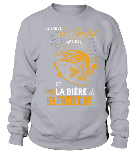 Pêche Du Brochet Au Leurre Souple, Bière, Cadeau Humour Pêcheur, Je Sauve Le Brochet De l'Eau - VEPEBR021 Sweater Gris