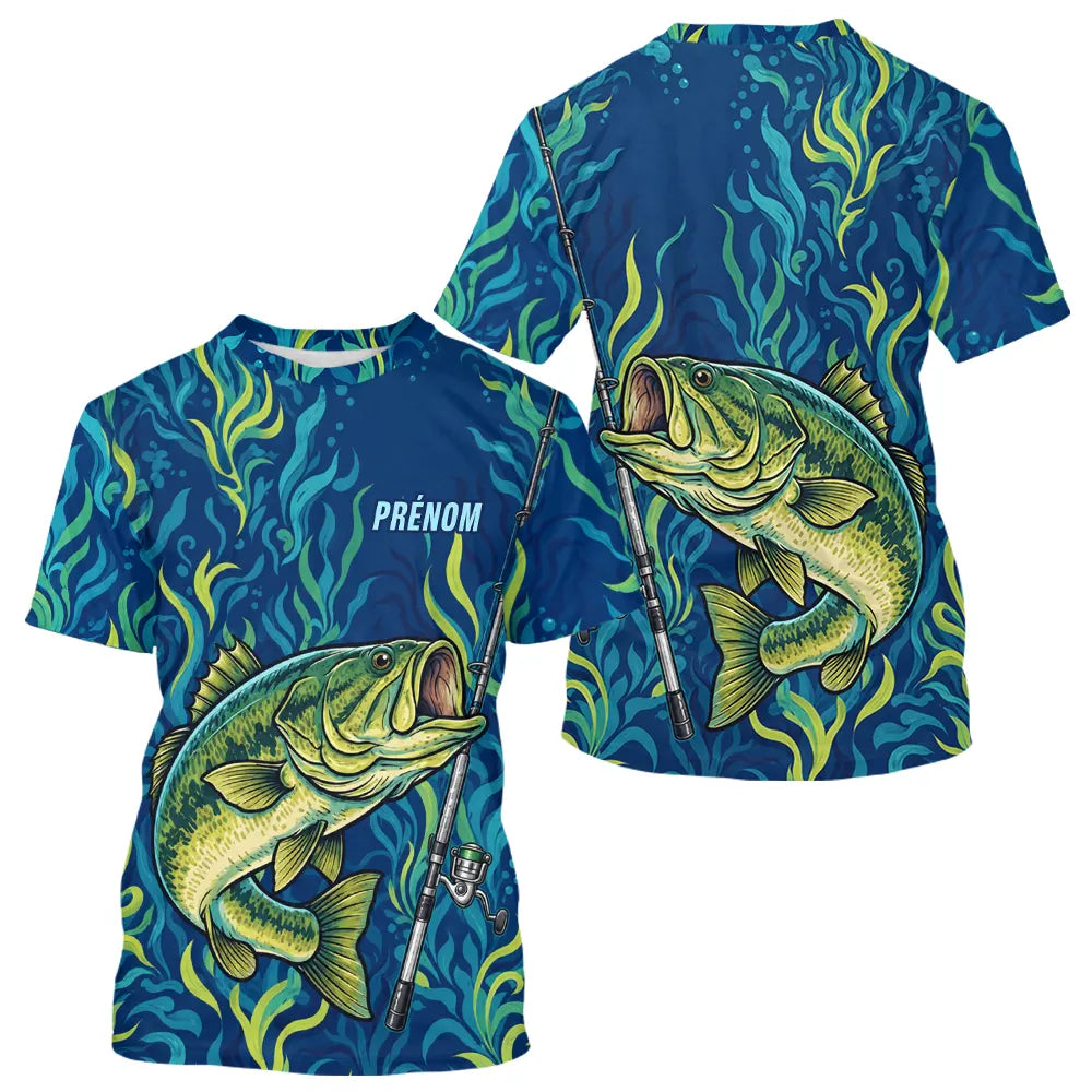 Sweat à Capuche Pêcheur Personnalisé – Black-Bass Bleues Homme - T-Shirt Homme
