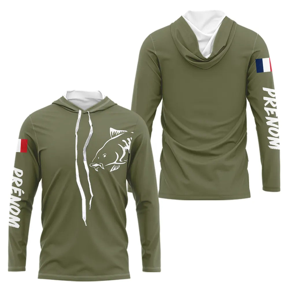 T-shirt Pêche Manches Longues Vert Kaki - Le Carpiste - Sweat Homme
