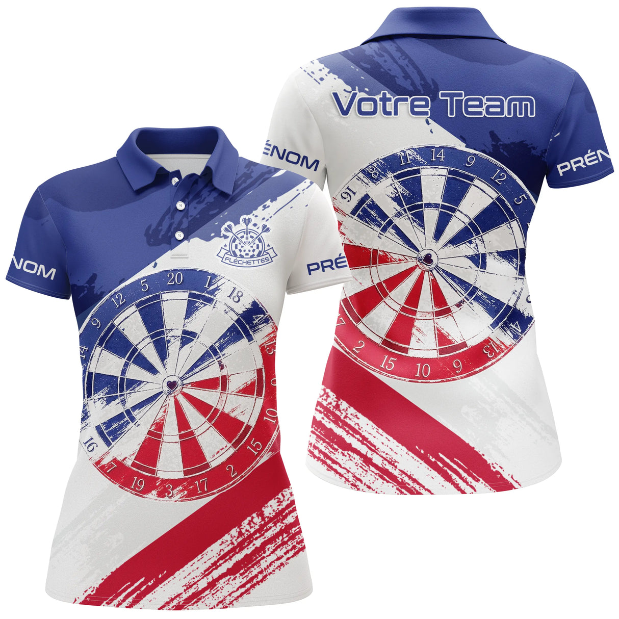 Tenue De Club Fléchettes - Drapeau Français Personnalisé - Polo Homme - Polo Femme