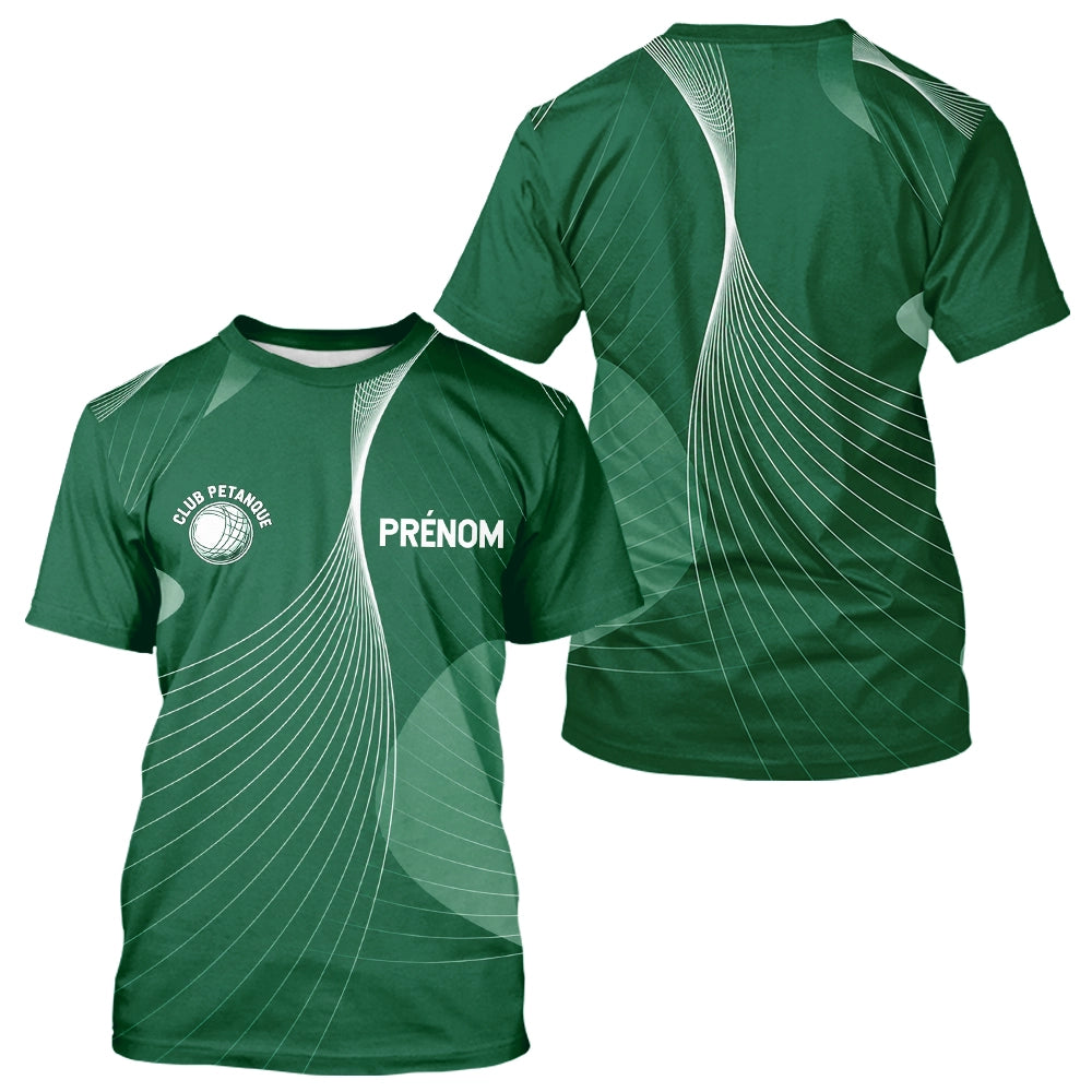 Vêtement Pétanque Personnalisé Vert - Club & Nom - T-Shirt Homme