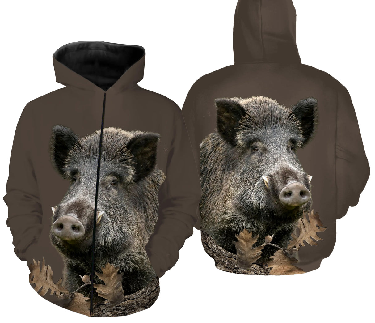 Sanglier, Tee shirt Chasseur, Marron ForĂȘt, Chasse aux Sangliers - CTS22032203_2