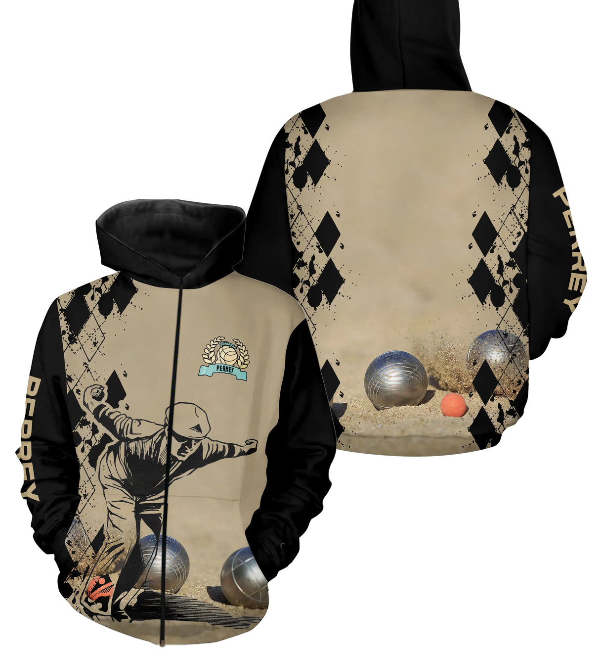 Sweat À Capuche Zippé Pétanque, Pétanque PERREY - CT13092368KYC