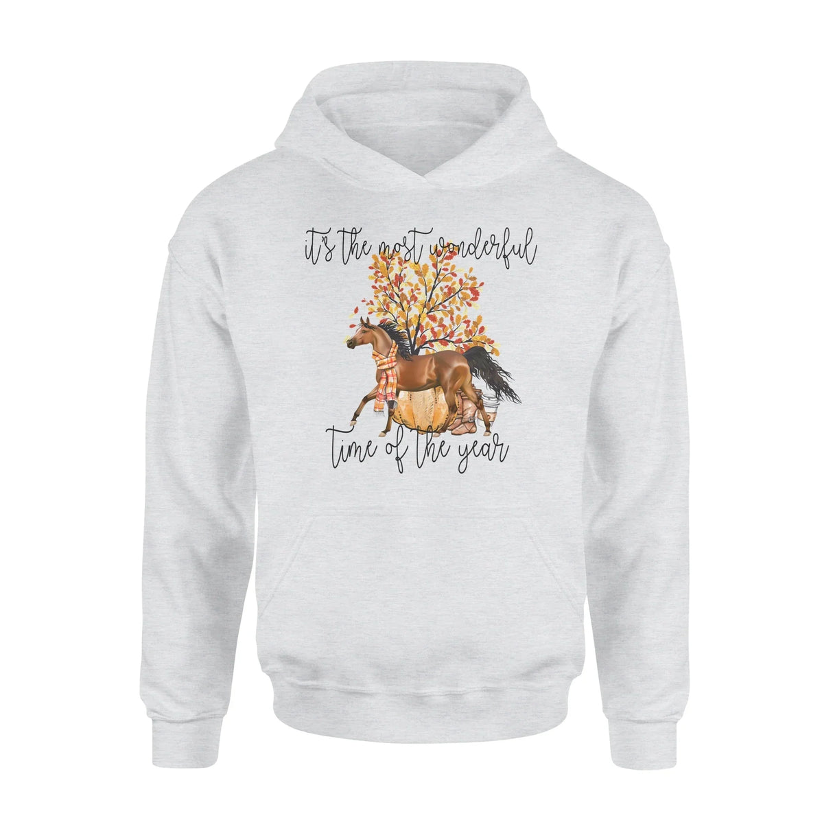 T-shirt cavalière femme blanc illustration aquarelle cheval au galop feuillage automnal citation wonderful time
