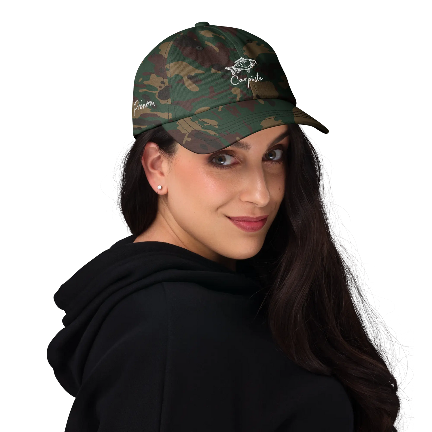 Casquette Camouflage Alpenext Personnalisée avec Logo et Prénom - A300524N01 Avant Et Côté Droite Femme