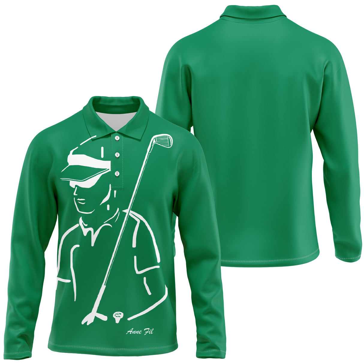 Polo de Golf Homme, Femme - A110924 - Polo Homme manches longues vert
