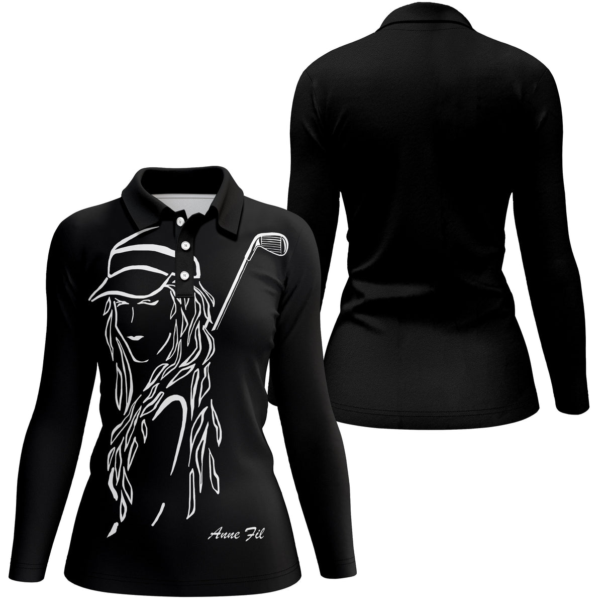 Polo de Golf Homme, Femme - A110924 - Polo Femme manches longues noir