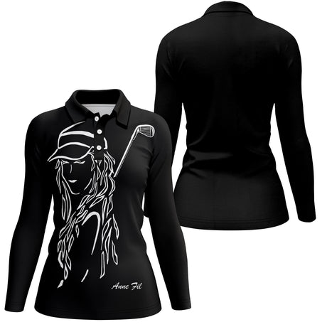 Polo de Golf Homme, Femme - A110924 - Polo Femme manches longues noir
