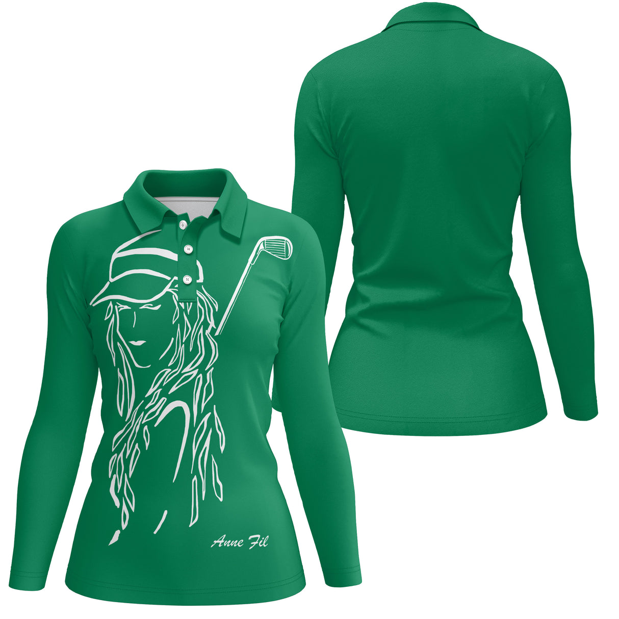 Polo de Golf Homme, Femme - A110924 - Polo Femme manches longues vert