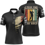 Polo de Golf, Cadeau Original Golfeur, Golf Passion, Drapeau France, J'peux Pas J'ai Golf - CT06022320 - Polo Homme Noir