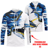 Vêtements De Pêche En Mer Pour La Pêche Du Thon, Motif Camouflage Bleu Marine Et Thon Jaune - CTS12042207