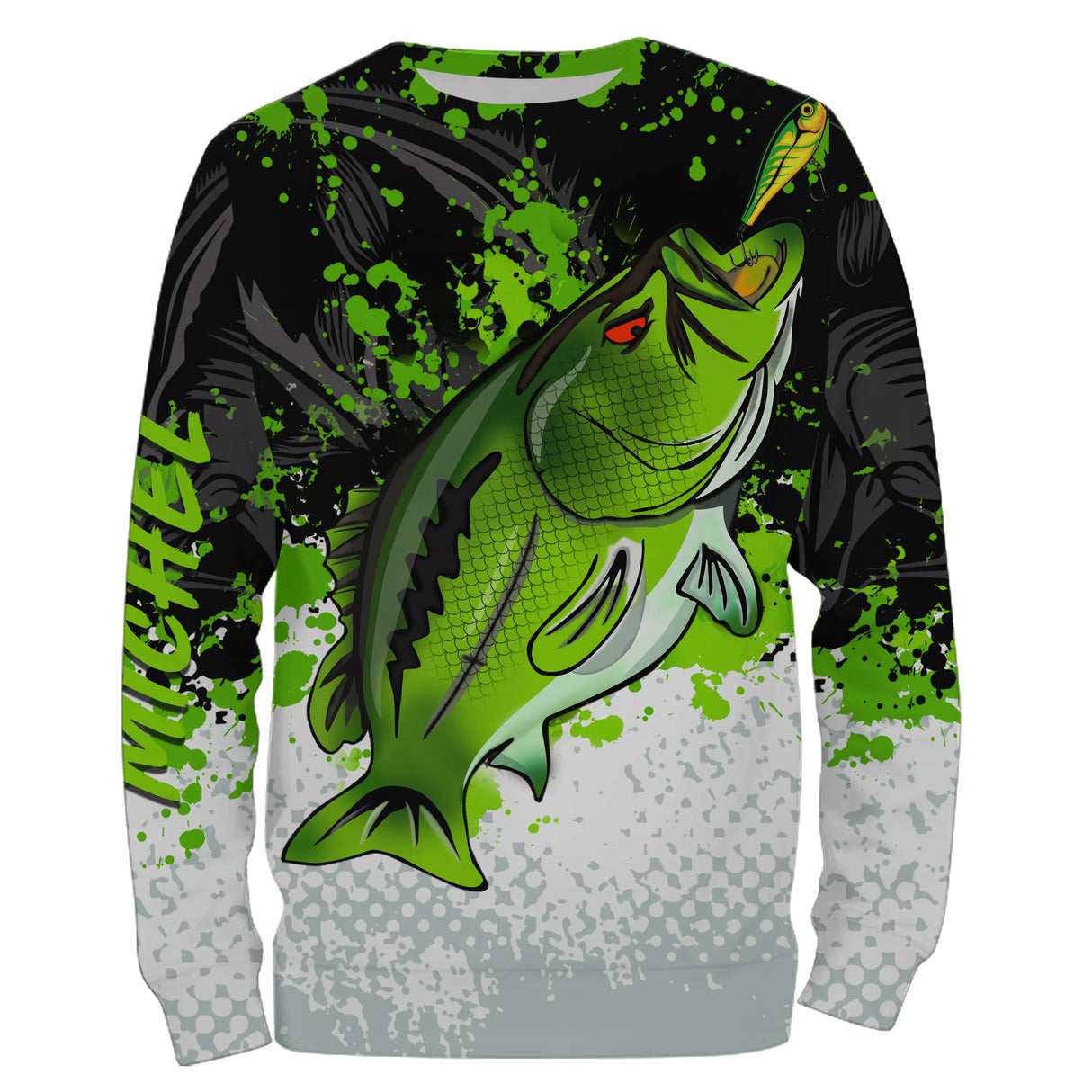 Chiptshirts Sweater Personnalisé Pêche Du Bar, Vert Noir Blanc, Cadeau Idéal Pêcheur - CT25072214