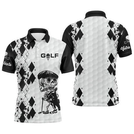 Polo Shirt Pour Homme et Femme, Cadeau Golfeur Personnalisé, Polo à Séchage Rapide, Impression Noir et Blanc Reaper - CTS10052206 - Polo Homme