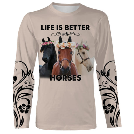 Chiptshirts T-shirt La Vie Est Meilleure Avec Les Chevaux, Equitation - CTS18062216