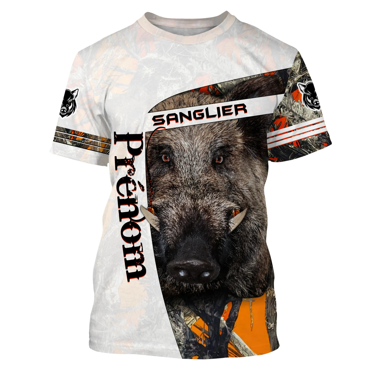 Chiptshirts T-shirt Chasse Au Sanglier, Cadeau Personnaliser Chasseur, Camouflage Orange Fluo - CT07112234