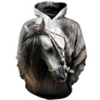 Sweat à capuche all-over cheval anglo-arabe gris pommelé portrait équin licol traditionnel