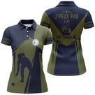 Polo pétanque bleu marine vert kaki vue dos silhouette pointeur message j'peux pas pétanque logo bouliste