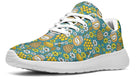 Basket basse abeille bleu turquoise vue côté motif imprimé all-over lacets blancs semelle