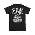 Sweat à capuche noir pêcheur L'Homme Le Mythe La Légende prénom personnalisé