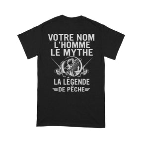 Sweat à capuche noir pêcheur L'Homme Le Mythe La Légende prénom personnalisé