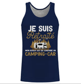 T-shirt retraite homme noir vintage motif camping-car arbres montagnes Je suis retraité conduire camping-car humour