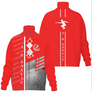 Polo pétanque manches longues A.B Sanvic blanc rouge, silhouette joueur et logo club personnalisé