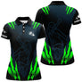 Polo pétanque Homme noir et vert design griffes avec joueur stylisé et nom amicale au dos