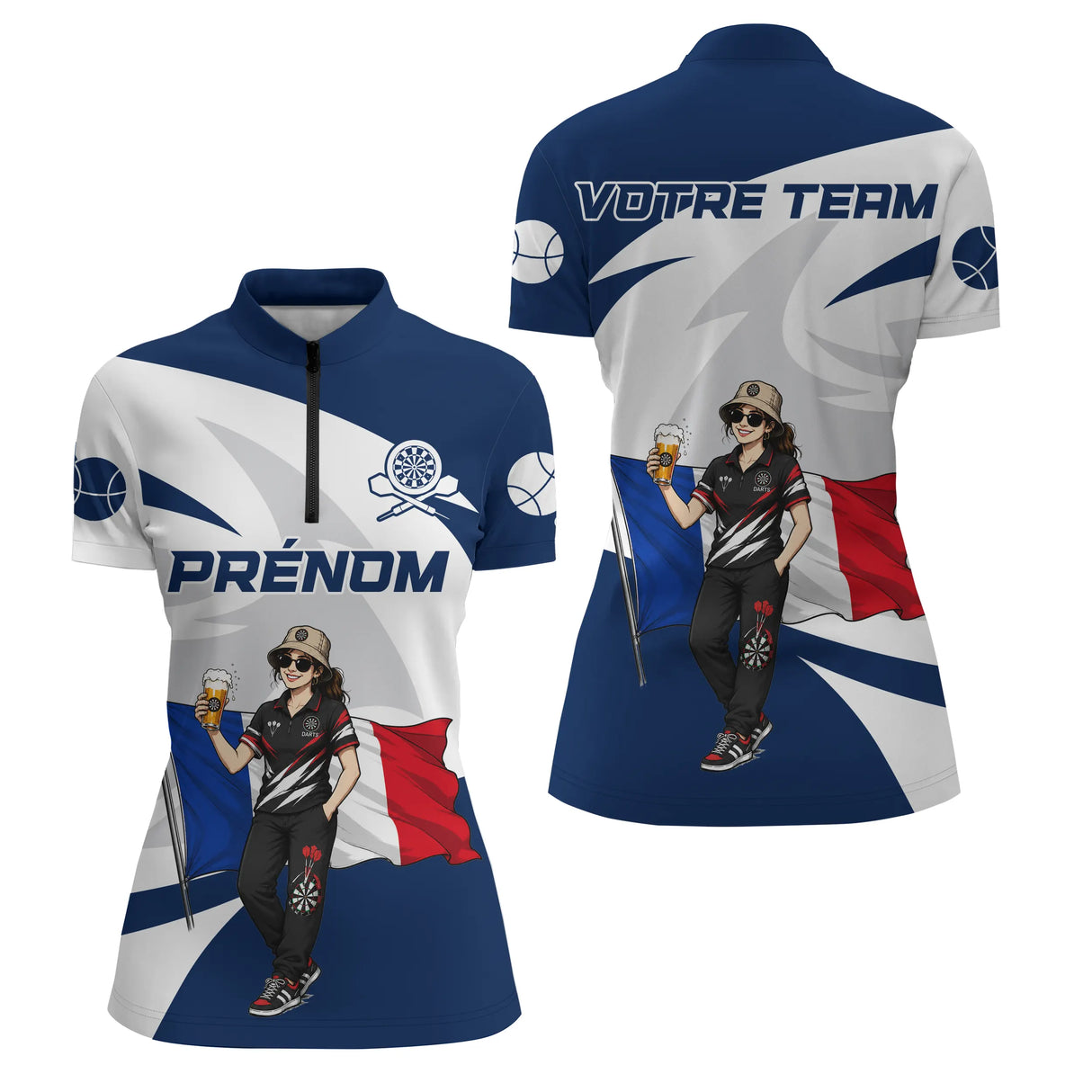 Polo Fléchettes Personnalisé - Style Supporter Français