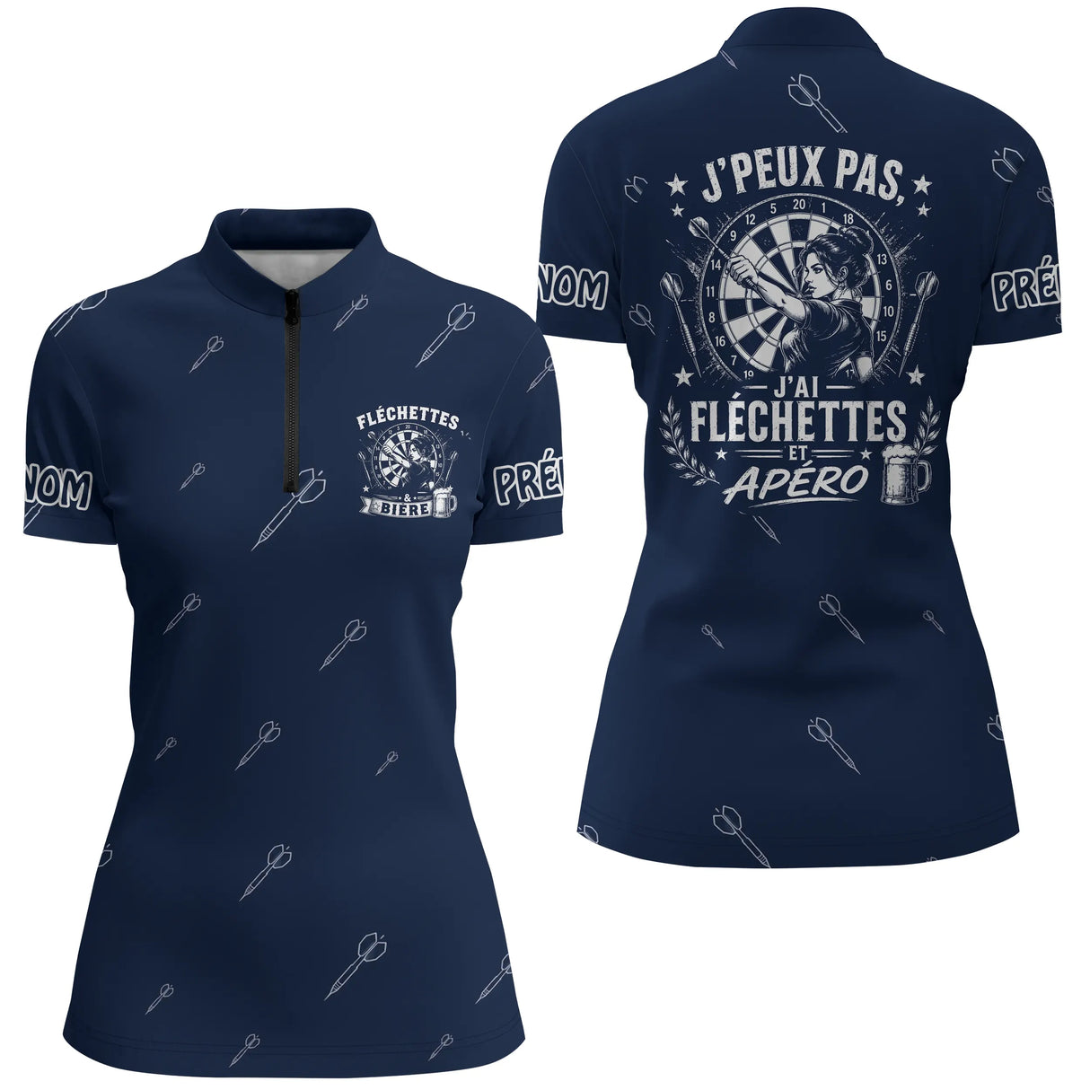 Polo Fléchettes Personnalisé - Bleu Marine Humour