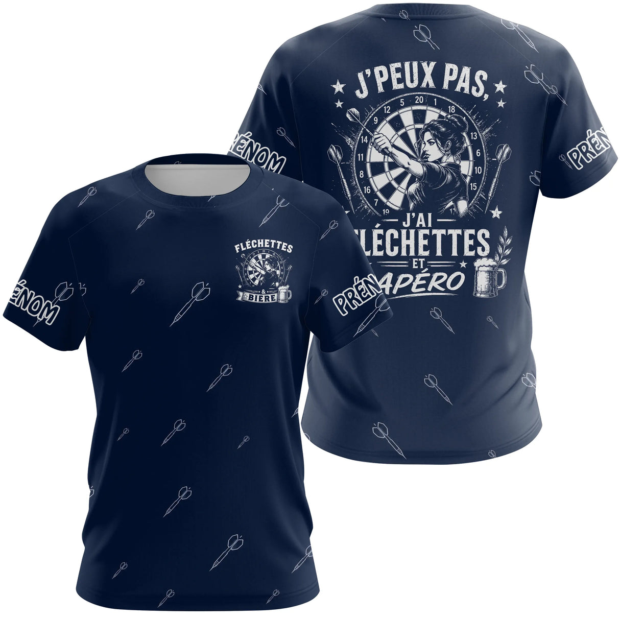 Polo Fléchettes Personnalisé - Bleu Marine Humour