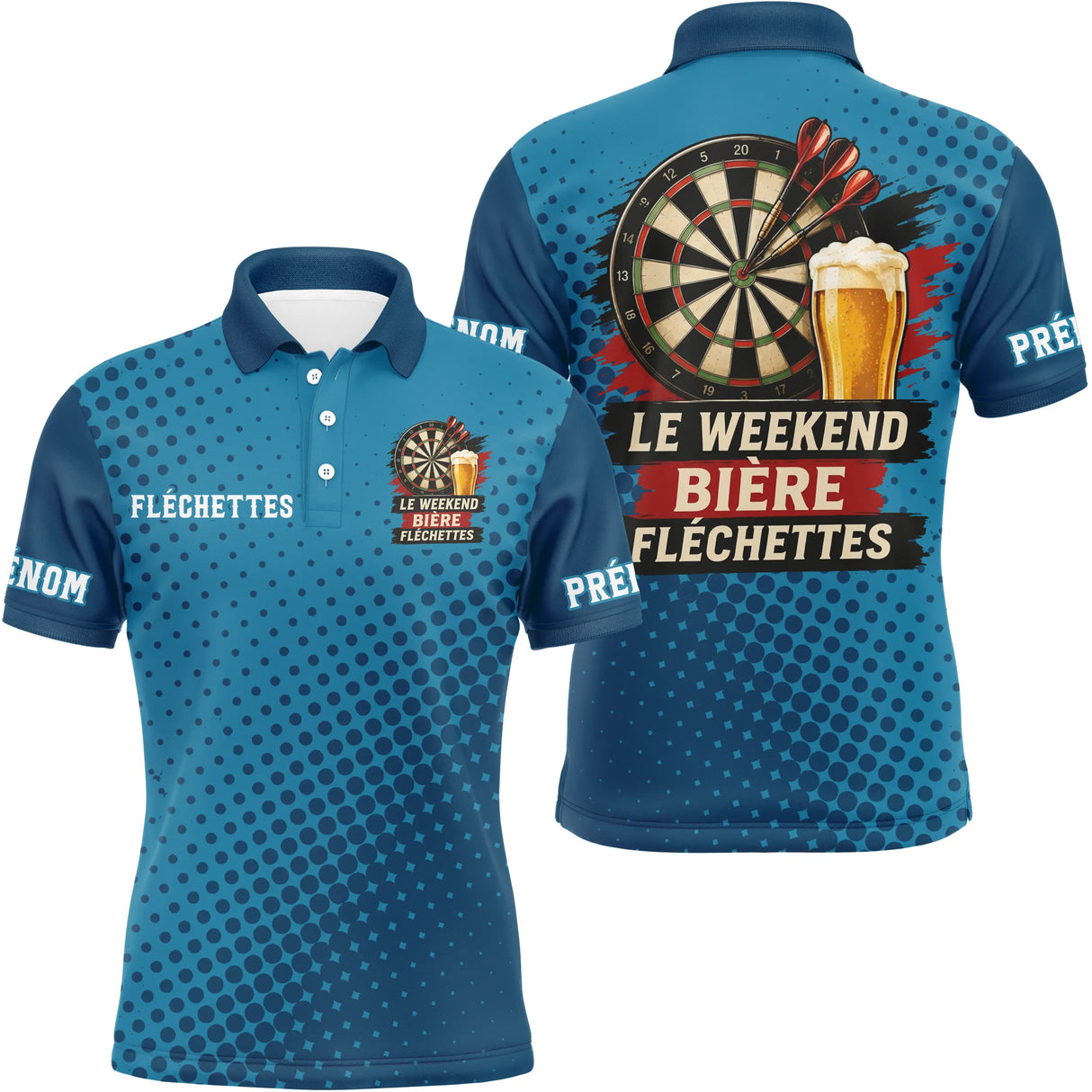 Maillot Fléchettes Personnalisé Bleu - Bière & Humour