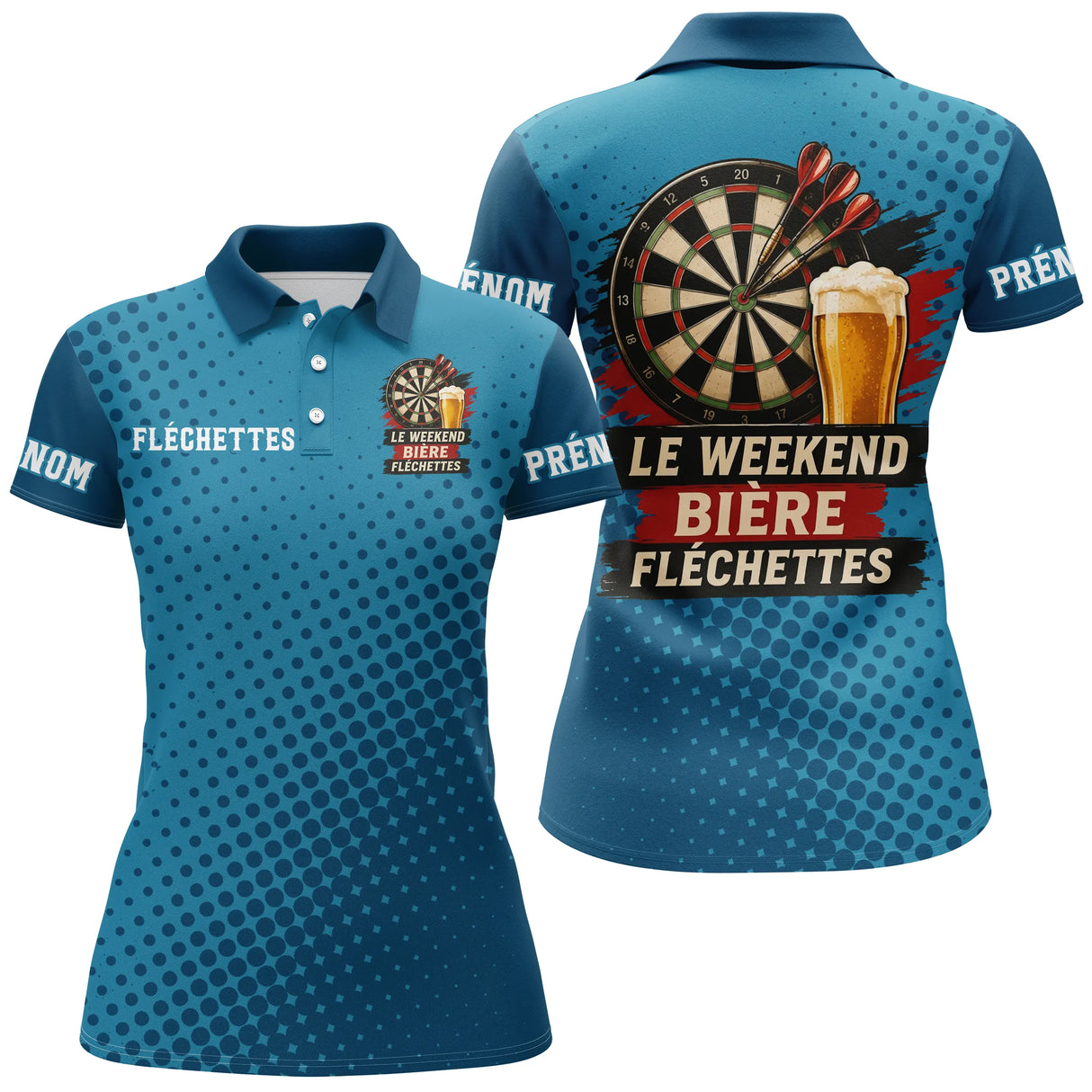 Maillot Fléchettes Personnalisé Bleu - Bière & Humour