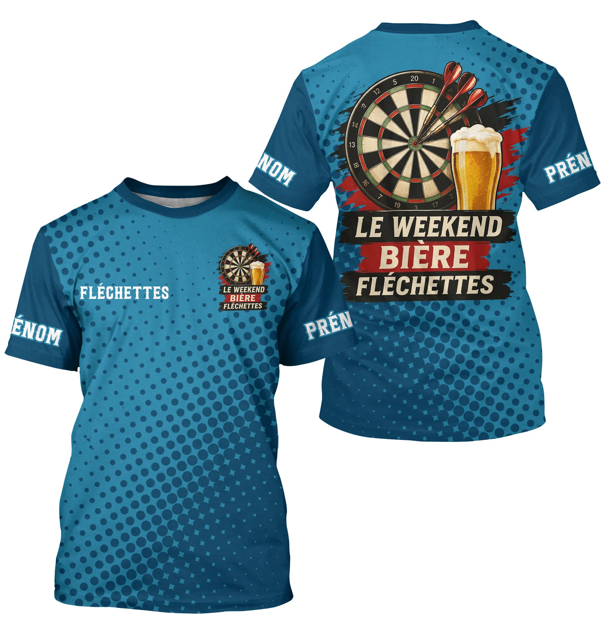 Maillot Fléchettes Personnalisé Bleu - Bière & Humour