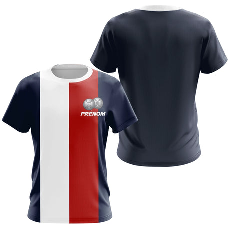 F01D0305102026_414_TSPolo Pétanque Personalise - Design Vector Tricolore Prenom - T-Shirt Femme