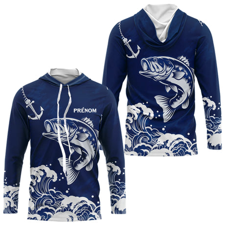 F01M0403102026_96_LHMaillot Pêche Ancre & Bass Personnalisé - Bleu & Blanc - Long Sleeves Hoodie Homme