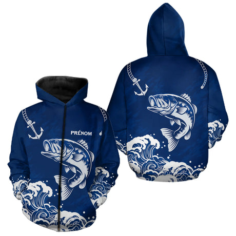 F01M0403102026_96_LHMaillot Pêche Ancre & Bass Personnalisé - Bleu & Blanc - Zippé Hoodie Homme