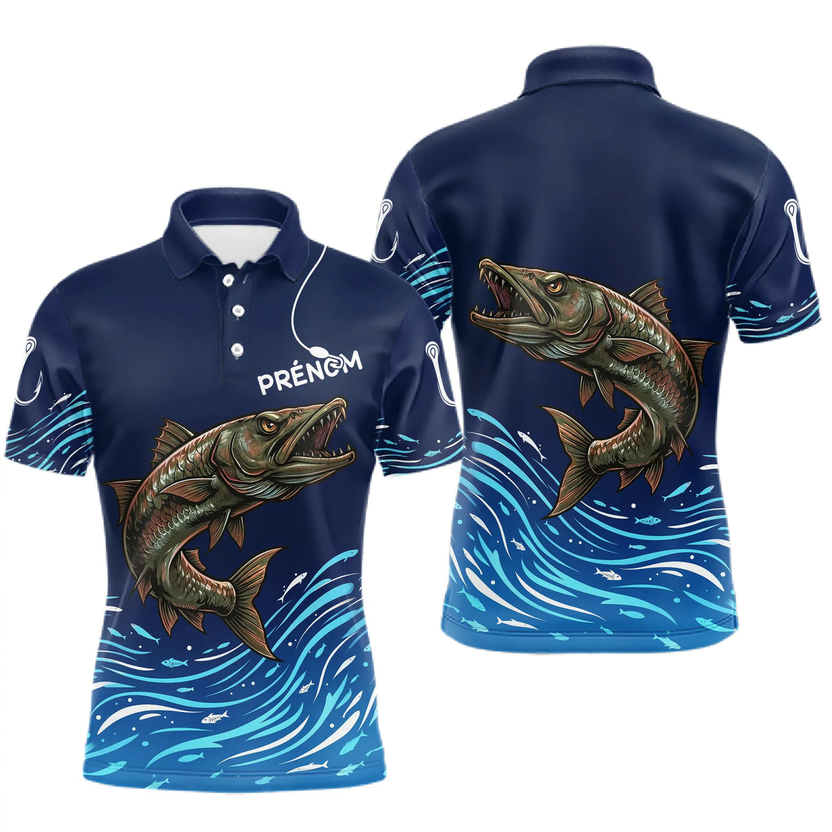 F01M0408102026_137_LHMaillot Pêche Carnassier Brochet - Manches Longues Bleu - Polo Homme