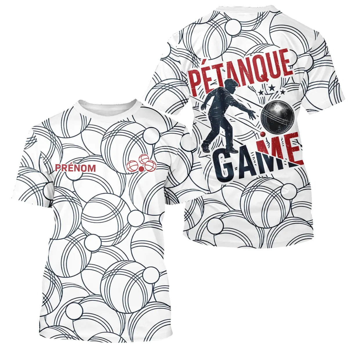 Polo Pétanque Esprit d’Équipe - Design Joueur Blanc