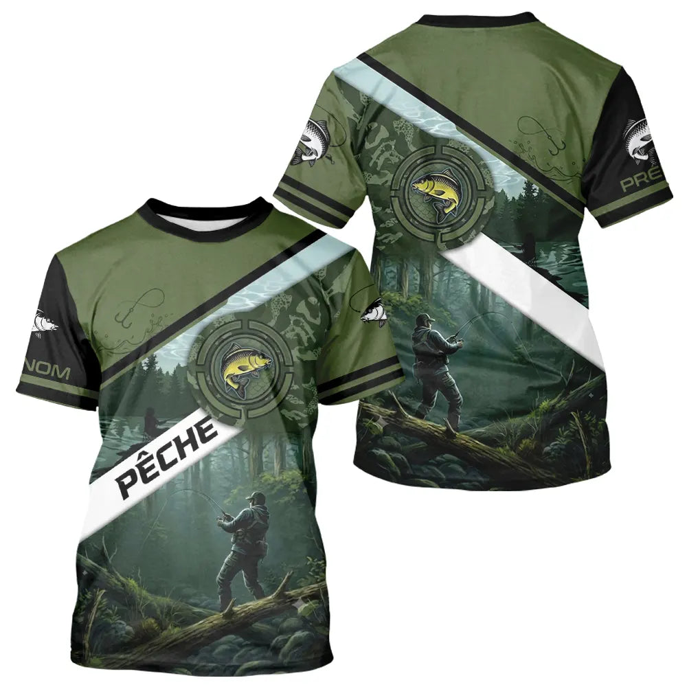 Maillot de Pêche Spécial Carpiste - Vert Kaki Homme Passion