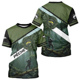 Maillot de Pêche Spécial Carpiste - Vert Kaki Homme Passion