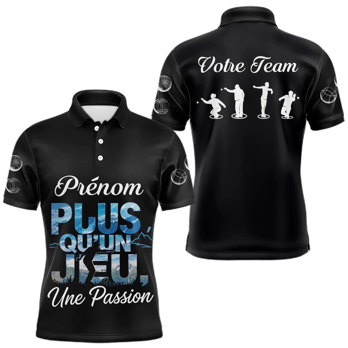 Polo Pétanque Personnalisé Noir - Passion & Équipe