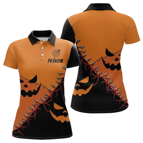 Fléchettes Personnalisé - Style Halloween Smiling Orange & Noir - Polo Femme