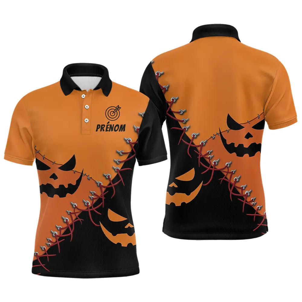 Fléchettes Personnalisé - Style Halloween Smiling Orange & Noir - Polo Homme
