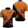 Fléchettes Personnalisé - Style Halloween Smiling Orange & Noir - Polo Zippé Homme