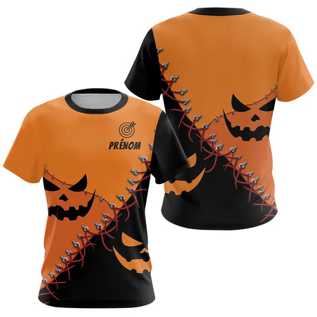 Fléchettes Personnalisé - Style Halloween Smiling Orange & Noir - T-Shirt Femme