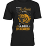 T-shirt noir humour pêche brochet Je sauve le brochet et la bière de la bouteille lettrage doré silhouette