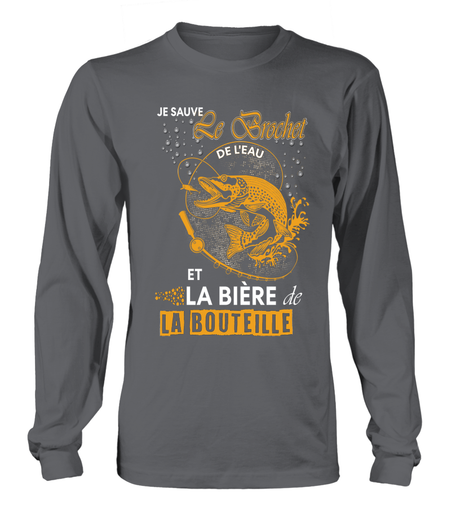 Pêche Du Brochet Au Leurre Souple, Bière, Cadeau Humour Pêcheur, Je Sauve Le Brochet De l'Eau - VEPEBR021 T-shirt Manches Longues Gris