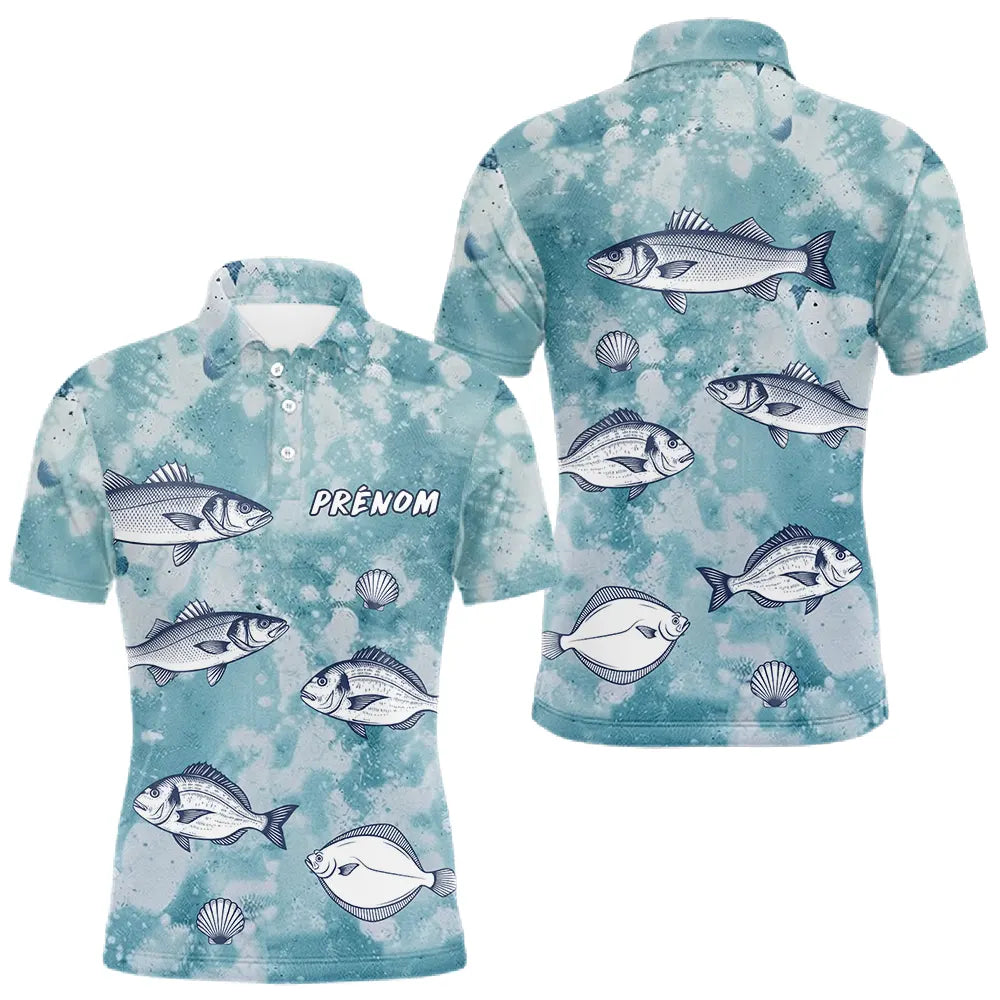 Hoodie Pêcheur Nom Personnalisable - Bleu D'eau - Polo Homme