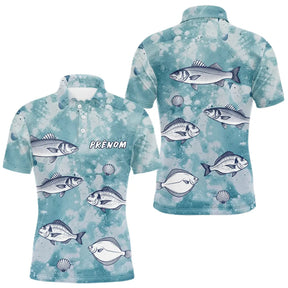 Hoodie Pêcheur Nom Personnalisable - Bleu D'eau - Polo Homme