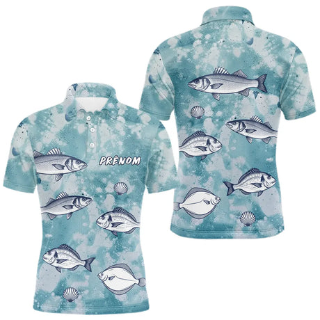 Hoodie Pêcheur Nom Personnalisable - Bleu D'eau - Polo Homme